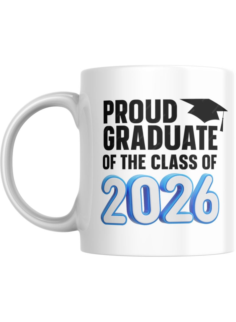 SiestaSafari Proud Graduate Class of 2026 Blue Print, Coffee Mug Gift, Momento Keepsake for Student Graduate - Image 1